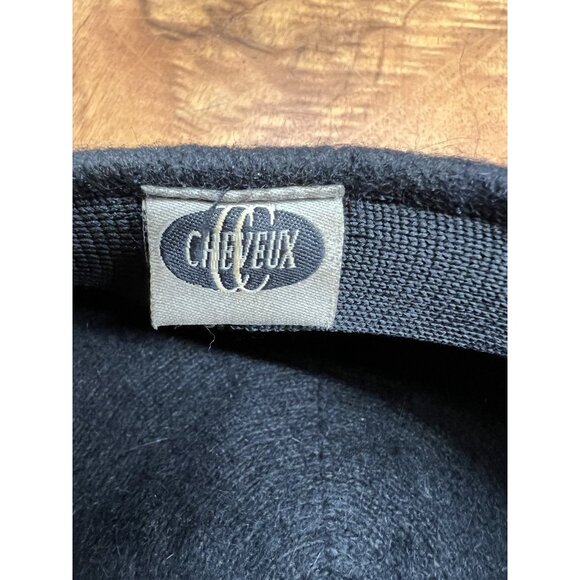 CC Cheveux Black Angora Blend Hat Women's One Size Knit Winter Brim Cap Barre  - Picture 4 of 6